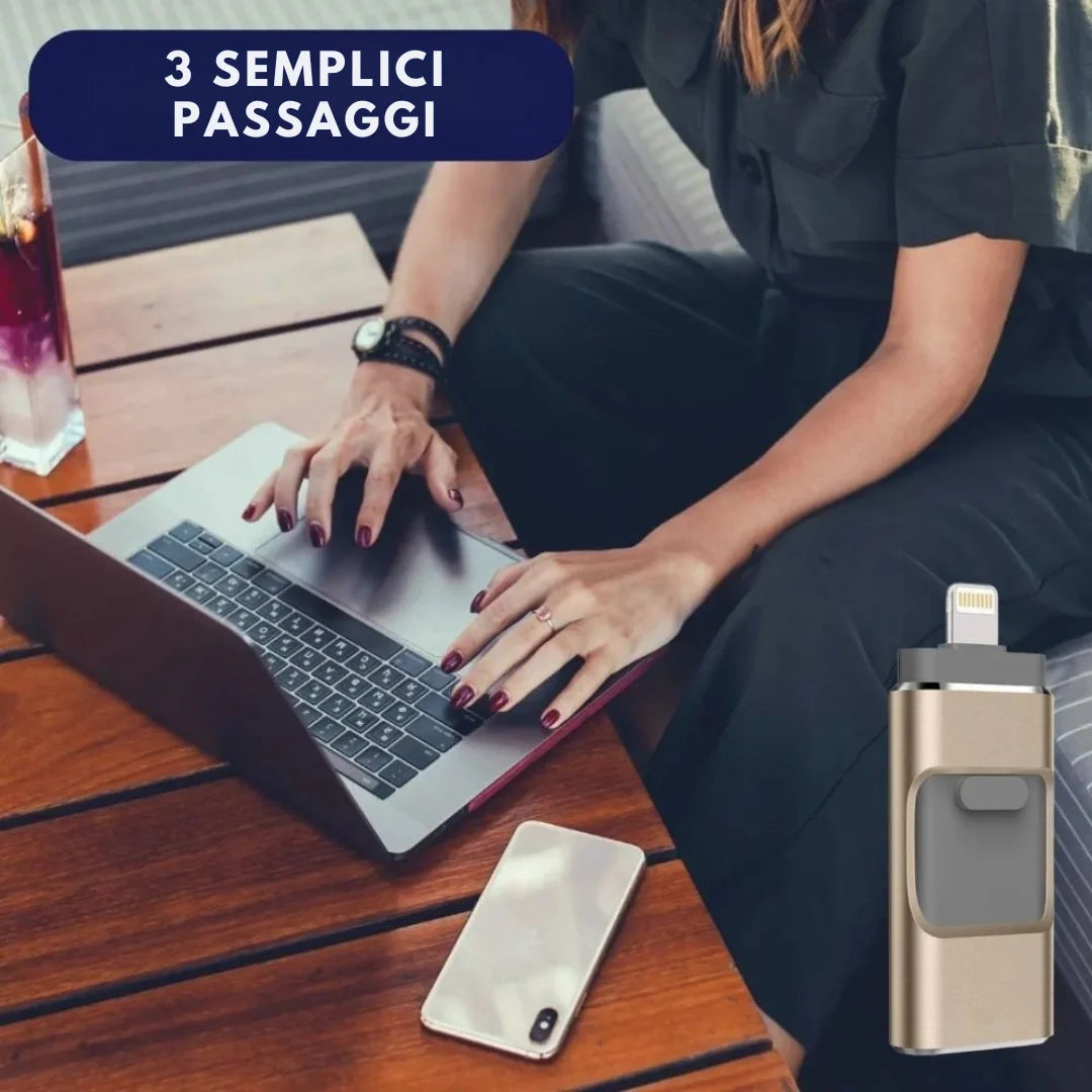 MobiKey® – Chiavetta USB 4-in-1 per trasferimenti di foto ultra rapidi
