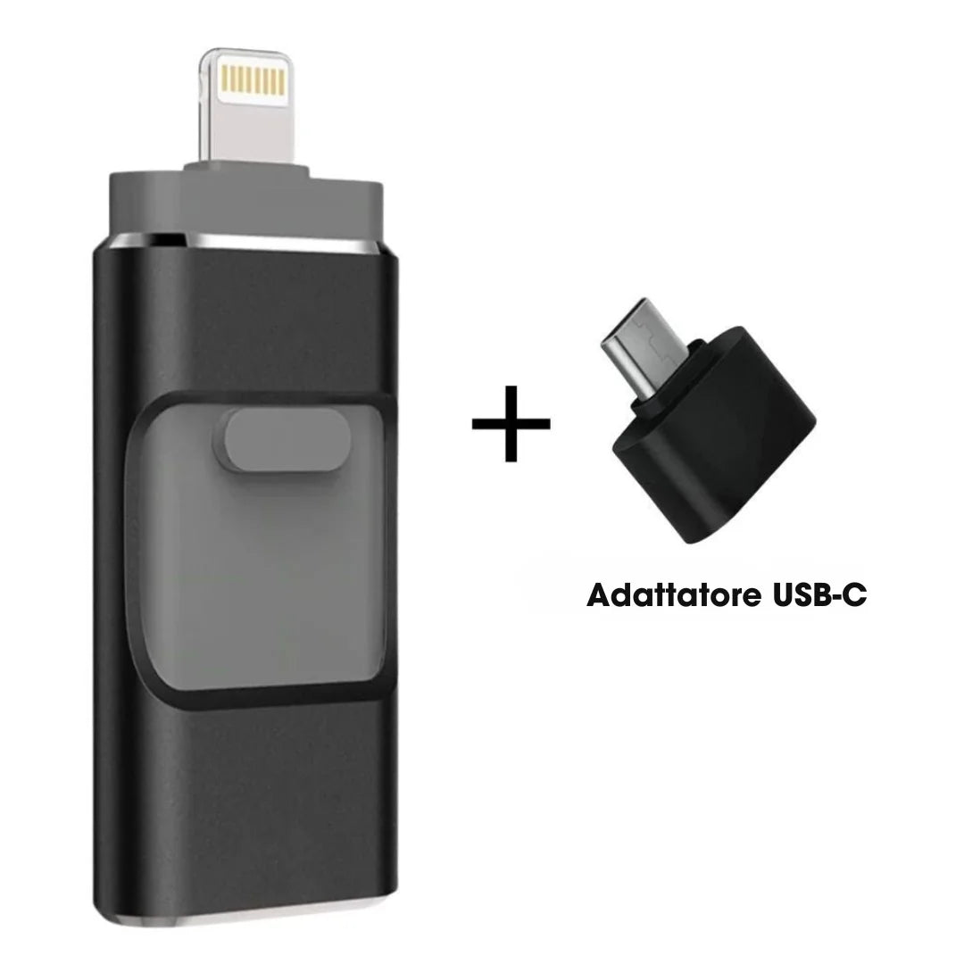 MobiKey® – Chiavetta USB 4-in-1 per trasferimenti di foto ultra rapidi