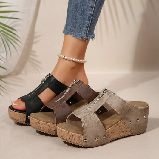 Velina™ – Sandali ortopedici con zeppa e punta aperta