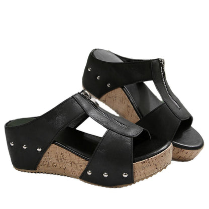 Velina™ – Sandali ortopedici con zeppa e punta aperta