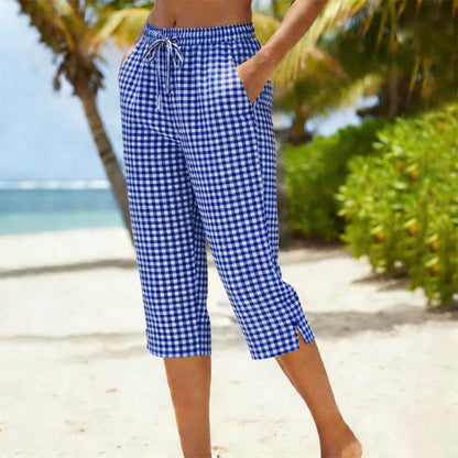 Elena™ – Pantaloni capri in cotone e lino con coulisse