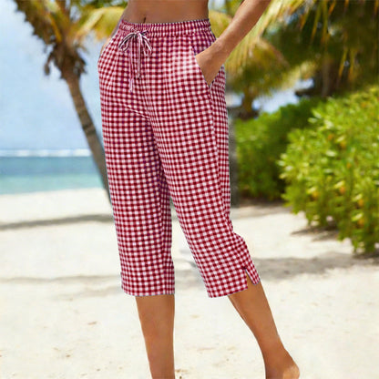 Elena™ – Pantaloni capri in cotone e lino con coulisse